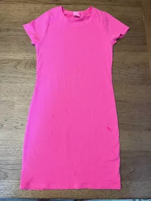 PINK Victoria’s Secret Atomic Pink SMALL Rib Short Sleeve Mini Dress VS • $20.99