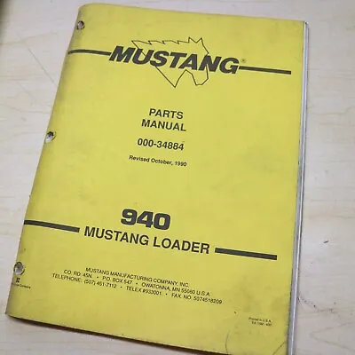 MUSTANG 940 Skid Steer Loader Parts Manual Book Catalog List Spare Front 1990 • $65