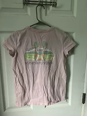 Vineyard Vines Logo Girls Pink Short Sleeve T Shirt Youth Large (14) Palm Trees • $10.34