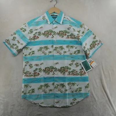 Cubavera Men Size S Palm Tree Print Cotton Slim Fit Short Sleeve Cuban Shirt • $19.99