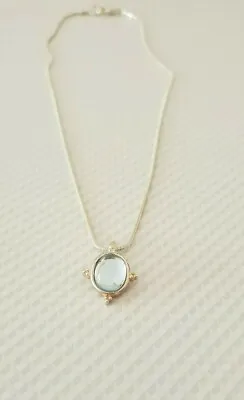 M&s Marks And Spencer Silver Tone Pale Blue Pendant Necklace • £3.99