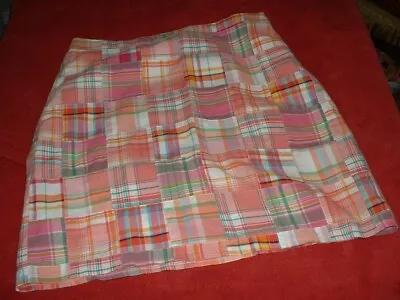 Talbot Pretty In Pink! Madras Patchwork Short Skirt Size 10  Soft 100% Cotton • $13.95