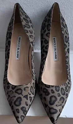 Manolo Blahnik Leopard Print Heels Pumps Court Shoes UK4 EU37 US6  - NEW • £174.99