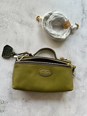 Handmade Vegetable Tanned Leather Mini Crossbody Bag In Olive Green Color • $49.99