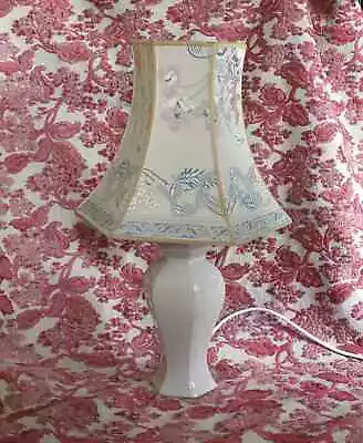 Vintage Oriental Pottery Table Lamp With Shade Chinese Japanese Boho Lighting • £45