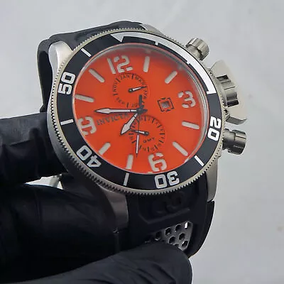 Mens Invicta Oversized Diver Watch Orange Dial Rubber Strap • $75