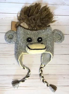 £23.38 • Buy Kids Sock Monkey Beanie Hat Ear Flaps Alpaca Blend Hand Knit Fair Trade Peru