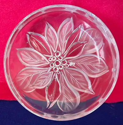 Mikasa Studio Nova Bowl Flower Candy Nut Dish Gilded Glass Frosted Poinsetta • $3