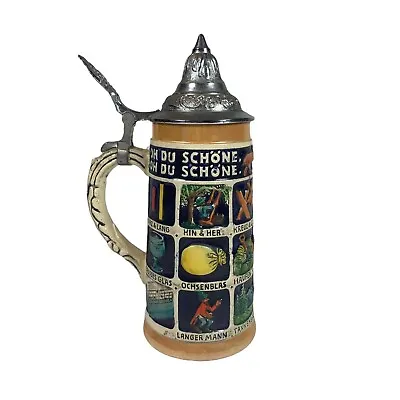 Vintage 1956 American Bravo Co German Beer Stein Musterschutz Lidded Germany • $19.95