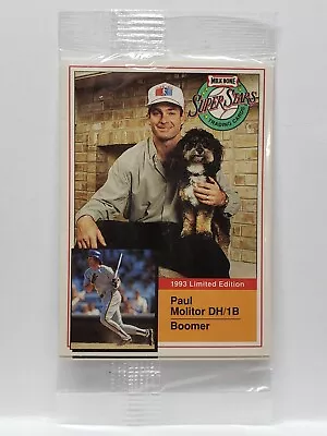 1993 Milk Bone Superstars Baseball Card Paul Molitor #1 Boomer Brewers New Seale • $2.99