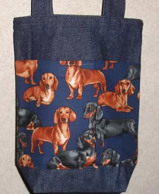 NEW Handmade Small Dachshund Doxie Weiner Dog Denim Tote Bag • $16.99