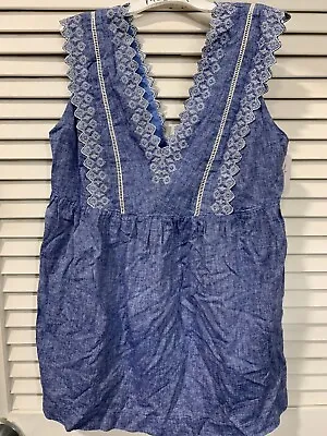 Ingrid & Isabel Womens Maternity XXL Blue Eyelet V-Neck Sleeveless Top New • $24.95