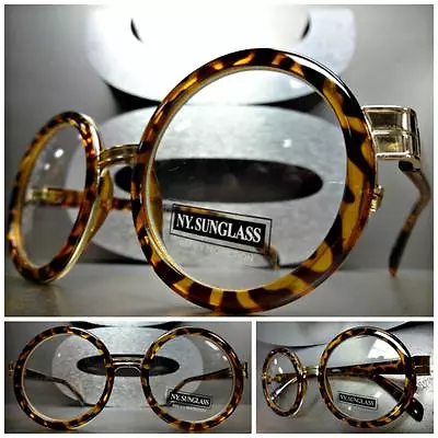 Men Women CLASSIC VINTAGE Style Clear Lens EYE GLASSES Round Tortoise Gold Frame • $14.99