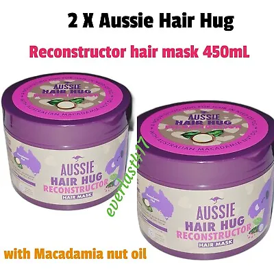 Aussie Hair Hug Reconstructor Vegan Hair Mask With Macadamia Nut 450ml 2 Pack  • £27.90