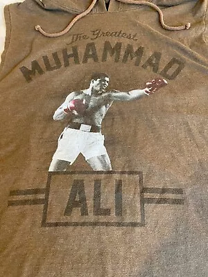 Muhammad Ali Sleeveless Brown Hooded Training T-Shirt Size XL 46-48 Graphics • $14.89