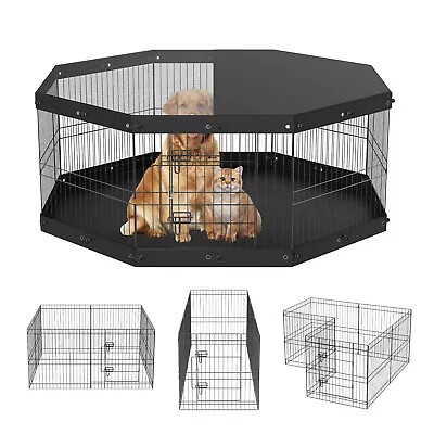 VEVOR Dog Playpen 8 Panels Foldable Metal Dog Exercise Pen With Cover And Pad • $64.99