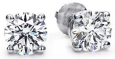 1 29 Carat Round Diamond Platinum Stud Earrings Screw Back H-I Color VS1 Clarity • $4438.80