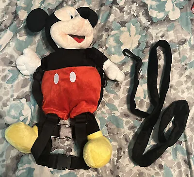 Disney Mickey Mouse Plush Kids Harness Backpack W/ Leash EUC Rare Vtg • $59.99