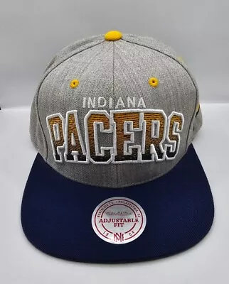 Mitchell & Ness Indiana Pacers Snapback Hat Side Logo Gray/Blue Cap NWT • $30.64