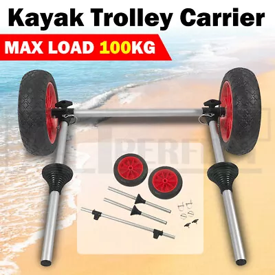 Kayak Trolley Canoe Scalable Aluminium Wheel Cart Boat Carrier Ski Foldable SYD • $49.59