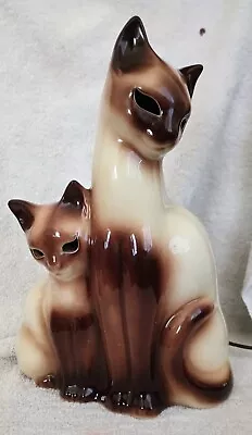 Vintage 1950s Authentic  Kron Siamese Cat With Kitten TV Lamp Must-See Beauty • $110