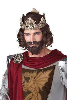 Medieval King Wig & Beard Brown Fancy Dress Up Halloween Adult Costume Accessory • $22.77