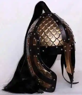 18GA Medieval Steel Larp Hussars Helmet Norman Viking Helmet With Plume Replica • $109.12