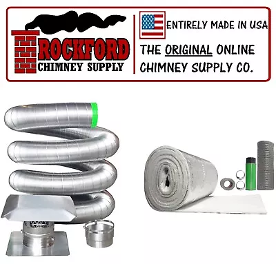 6 In. X 20 Ft. Stainless Steel Chimney Liner Insert Kit + 1/2 In. Insulation Kit • $850.99