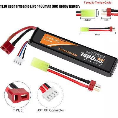 AIRSOFT LIPO BATTERY COMBAT 3S 11.1V 1400mAh Softair AEG Mini Tamiya Deans T  • $19.93