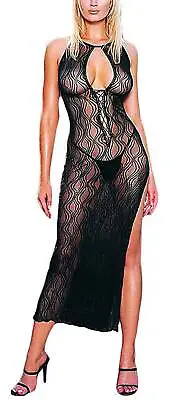 Hochgeschlitztes Long Negligee Dress Black • £26.75