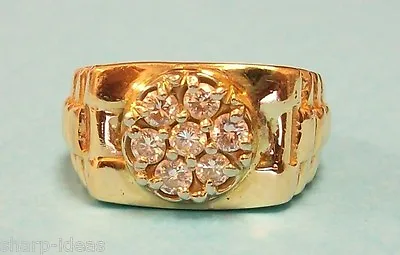 Mens Diamond Cluster Ring - 10K Yellow Gold - 7 Diamonds Total 1/2 Ct • $599.99