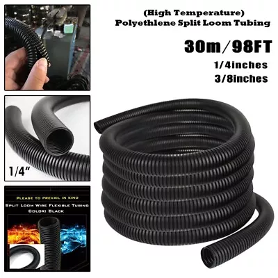 30M Plastic Cable Conduit Ducting Tube Flexible Hose Pipe Wire Split Protection • £17.69