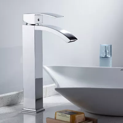 Bathroom Basin Mixer Taps Tall Waterfall Tap Counter Top Brass Faucet Chrome θ • £6.89