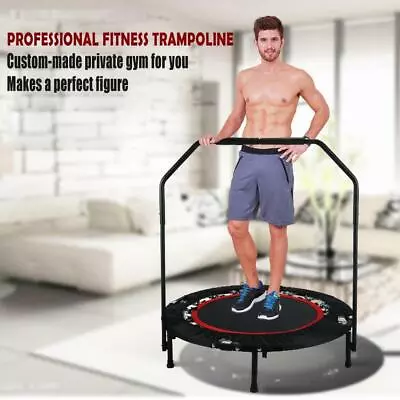 £38.99 • Buy Mini Fitness Trampoline 40  Exercise With Bar Handle Folding Rebounder 04