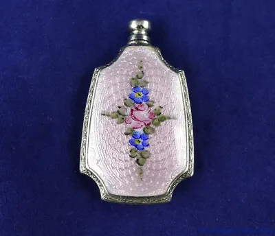 Vintage Miniature Portable Metal And Enamel Guilloche Perfume Bottle Vial • $195