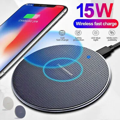 Wireless Charger Quick Fast Charging Pad For IPhone 15 14 Samsung Android Phones • £5.99
