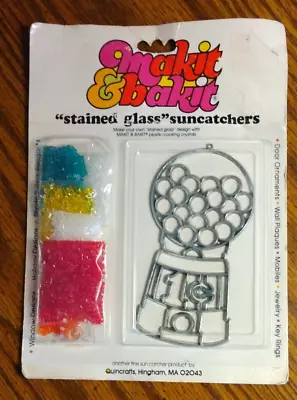 Vintage Makit & Bakit Stained Glass Suncatcher Gumballs Frame With Crystals NEW • $16.99