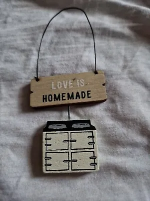 LOVE IS HOMEMADE Sign Aga Hanging Decoration Family Home Stove Kitchen Cooking  • £1.99