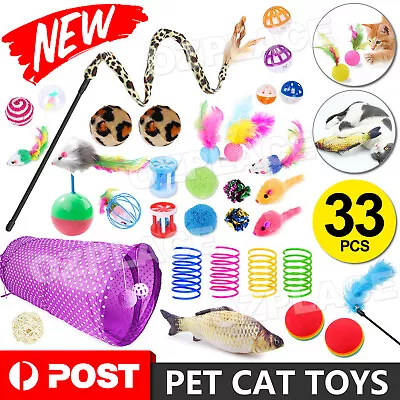 Bulk Buy Cat Kitten Toys Rod Fur Mice Bells Balls Catnip 33 Items Lovely Pet Toy • $15.95