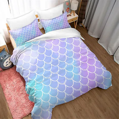 3D Mermaid Scales Quilt Cover Bedding Comforter Duvet Cover Pillowcase Single • $16.06