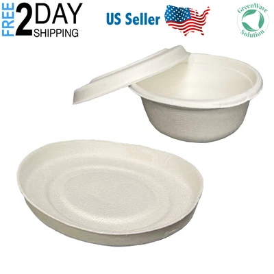 $12.50 • Buy Lid & Bowl GreenWave Sugarcane Bagasse 50u 12 Oz (350ml)