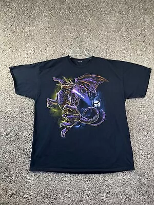 VINTAGE Dragon Shirt Mens 2XL Black Purple Flames DND Battle Fantasy Gothic • $27.99