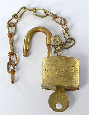 Vintage AMERICAN Lock Company-SET U.S. Military Brass Padlock#1292 With Keys • $10.59