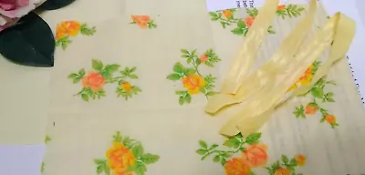 Fabric Cut 9x6  VINTAGE YELLOW ROSE Quilt Material Face Mask Kit Diy • $2.77