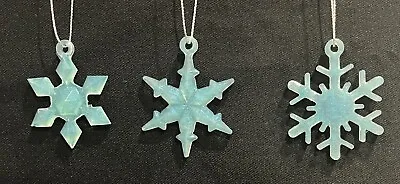 Set Of 3 Snowflake Christmas Decorations (blue) (Hand Crafted) • £4.99