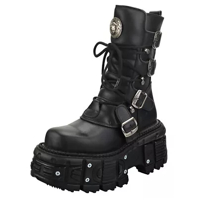 New Rock New Punk And Rock Unisex Black Platform Boots - 9 UK • £219.99