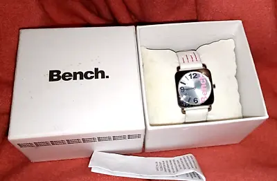 BENCH BC0236SLPK Ladies Pink & White Strap Watch New & Boxed WORKING • £15