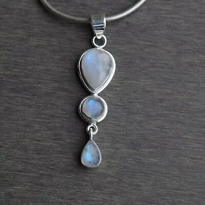 Natural Moonstone Solid 925 Sterling Silver  Beautiful Handmade Pendent SK2128 • $13.69