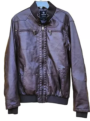 WantDo Faux Leather Bomber Jacket Quilted SIze M Brown Men's • $45