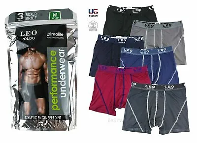 Lot 3 Or 6 Mens Performance Sports Boxer Briefs Underwear Compression Pack Short • $17.95